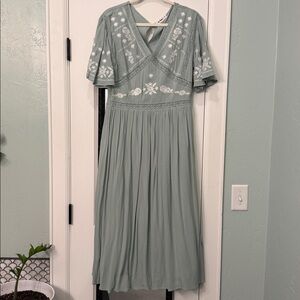 In Bloom Sage Green Embroidered Dress